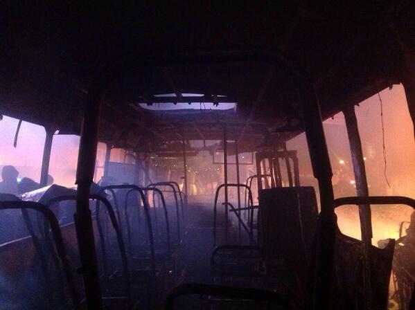 burnt Berkut bus. (photo: Mustafa Nayem)