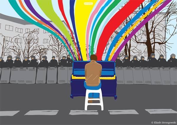 The protest piano image that has since become a t-shirt and gone viral.