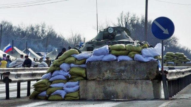 Block post in Armyansk, north Crimea
