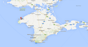 Location of Chornomorske village and base.