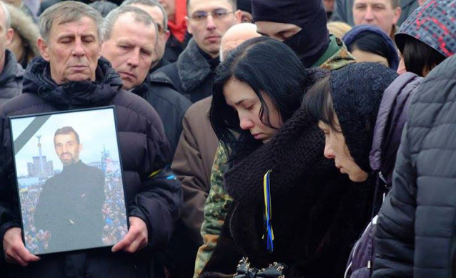 Alexander Scherbatyuk, 46, was shot by police snipers on Thursday, February 20, 2014 as he and fellow Afghanistan War veterans led the protest’s bloody struggle against Berkut government riot police on Maidan. http://www.eurojewcong.org/20/10807-ukrainian-jews-mourn-shot-maidan-protester.html