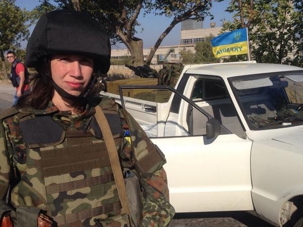 Tatiana Chornovol. Journalist Tetyana Chornovol together with Azov Battalion is defending Mariupol from invasion by Russian troops. Photo: twitter.com/BojanowskiW