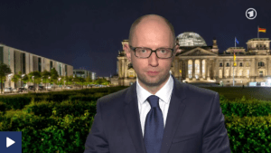 Arseni Jazenjuk im Gespräch mit Pixar Atalay von der ARD