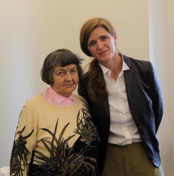 Nadiya's mother Maria with Samantha Power, April 22, 2015. Source. 