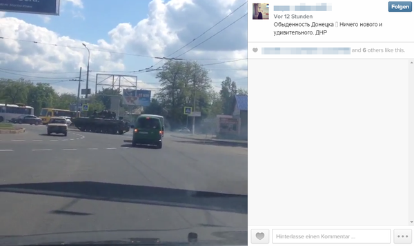 Russian army on the move in Donetsk today. "The commonness of Donetsk. Nothing new or awesome. DNR." Source.