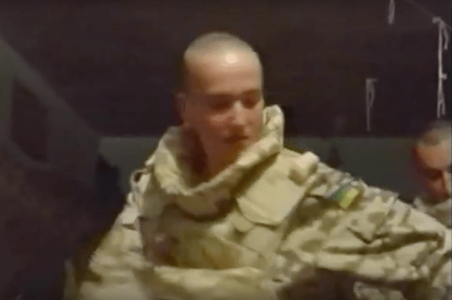 Nadiya suiting up at base camp in Iraq. Still from Ministry of Defense military video.