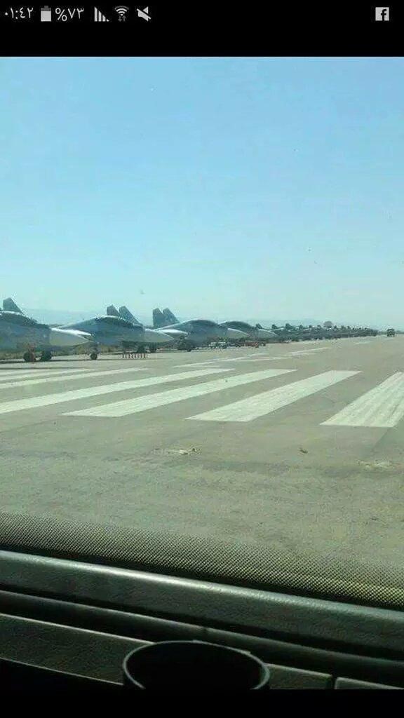 Russian military aircraft in Syria at al-Assad International Airport. Source.