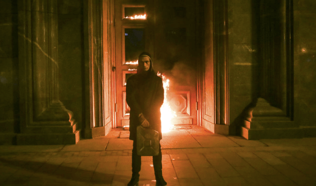 The door to FSB on fire 