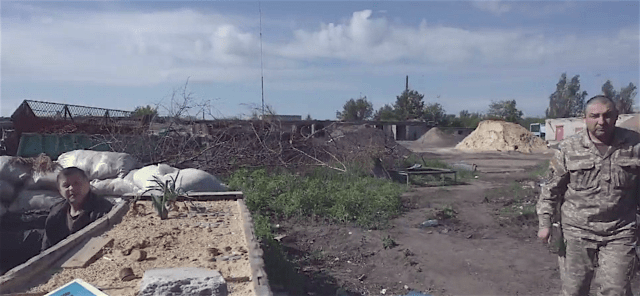 Ukrainian soldiers at the front line in the industrial zone outskirts of Avdiivka, May 27, 2016. Source: BBC video screenshot 